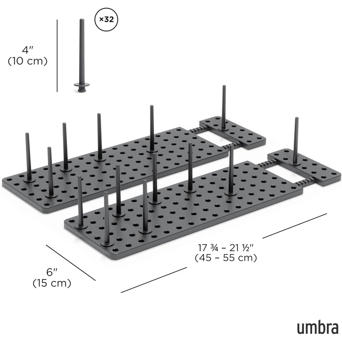 Органайзер для ящиків Umbra Peggy, набір 2 шт, антрацит, 45x30x10 см – система зберігання для каструль, кришок, контейнерів, кухонних шаф