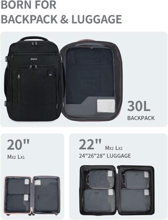 Органайзери для валізи ECOHUB (набір 4 шт.) з мішками для пакування, з тегами, з перероблених матеріалів, для рюкзака та валізи, з міцною сіткою, набір для подорожей