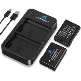 Акумулятор EN-EL14 1300mAh Homesuit + LED зарядний пристрій для Nikon D3100, D3200, D3300, D3500, D5100, D5200, D5300, D5500, D5600, Coolpix P7000, P7100, P7200, P7700, P7800 (2 шт.)