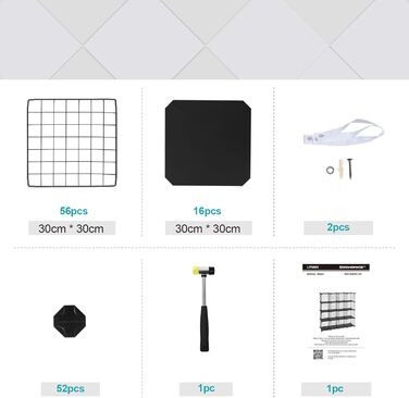 SONGMICS Storage Cubes, 16 Cube Storage System from Metal Wire, DIY, Modular Grid Shelf, with Wire Frame, Black LPI44H