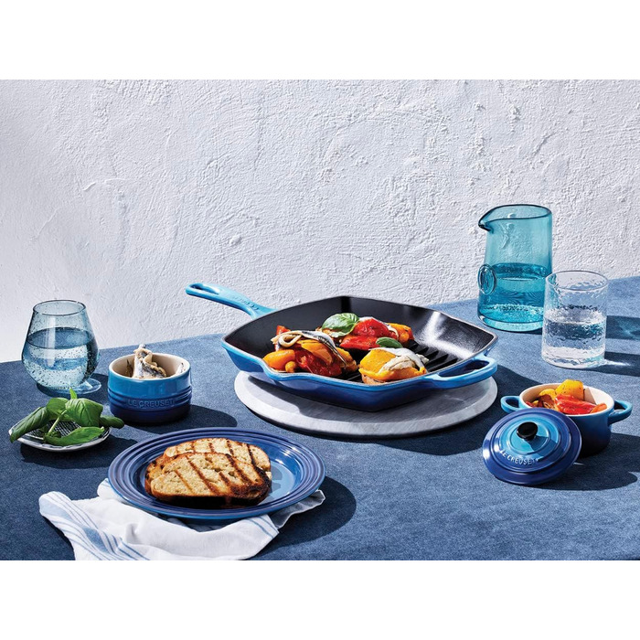 Чавунна гриль-сковорода Le Creuset Signature 26 см квадратна, для всіх типів плит, індукція, 2,86 кг, колір Azure