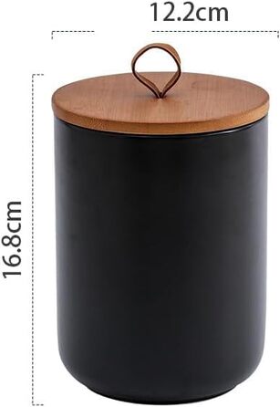 Контейнер для кави, цукру та чаю з керамічного скла з кришкою (260 мл, чорний)