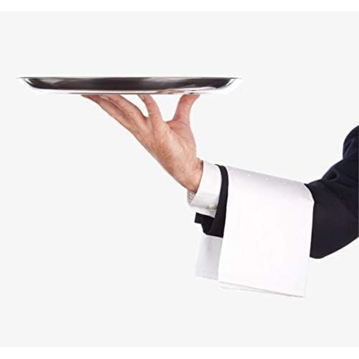 DEL - Round Tablet - Stainless Steel Tablet - Serving Tray - Round Serving Tray - Stainless Steel Plate, Kitchen Tray, Silver Round Tray, Large Serving Platter, Tray Serving Tray Round - Ø 36 cm