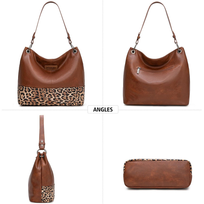 Сумка жіноча Wrangler Hobo з екошкіри, верхня ручка, крос-боді, леопардовий коричневий