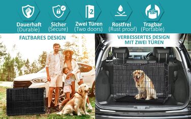 Клітка для собак Defacto: переноска, транспортний бокс, розмір M (61x43x51 см), чорний метал, з піддоном