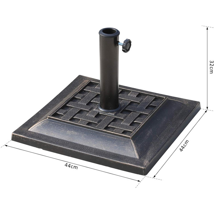 Outsunny Umbrella Stand Parasol Base Umbrella Stand 9kg 38/48mm Polyester Resin Bronze L44 x W44 x H33cm