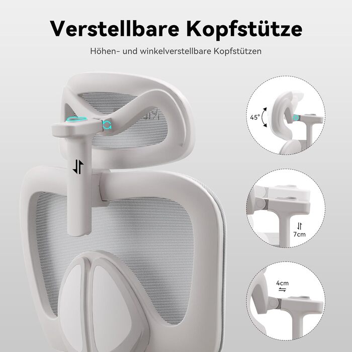 Офісний крісло MUSSO E600SE сірого кольору: ергономічний дизайн, регулювання поперекової підтримки, підлокітники та підголівник, підставка для ніг, підтримка спини для жінок