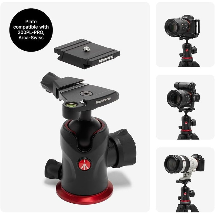 Штатив Manfrotto 190X з алюмінію – 3-секційний для бездзеркальних та DSLR камер (Alu 3 Segm Kit з Arca Swiss)