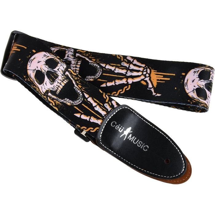 Регульований шкіряний ремінь з черепом для електро- та акустичної гітари та бас-гітари