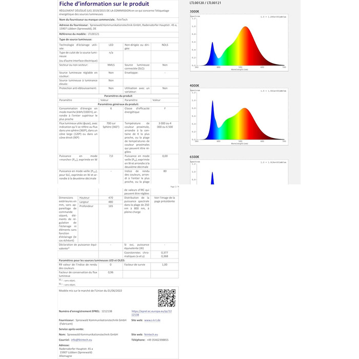 LED лампа настільна FeinTech LTL00121 з регулюванням яскравості, чорна