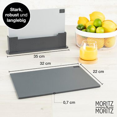 Moritz & Moritz 3x Cutting Board Set - 32 x 22 cm - In a Practical Stand – Large Kitchen Board – Dishwasher-Safe and Hygienic