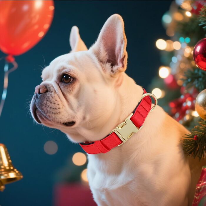 Нашийник для собак Didog нейлоновий, м'який, з металевою застібкою, чорний, L (розмір S: 25-38 см, червоний)