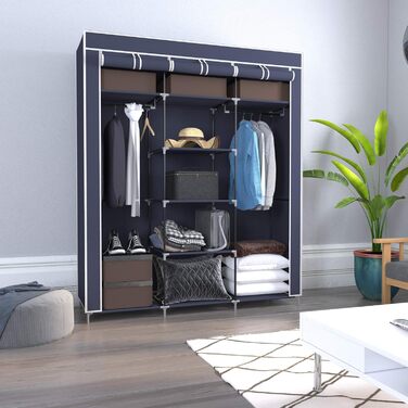 Wardrobe, Fabric Closet for Bedroom, Fabric Wardrobe, Large Storage Space, Sturdy Wardrobe, for Bedroom, Dressing Room, 150x45x175cm, Grey