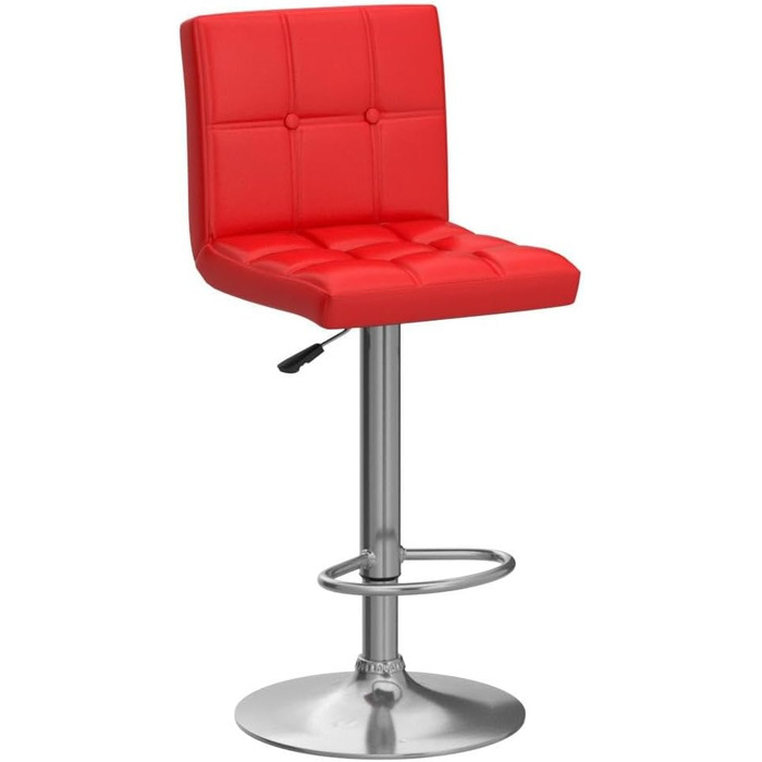 Барний стілець Leader Accessories (2 шт) - регульована висота 62-83 см, обтягнутий червоним шкірозамінником, поворотний на 360°