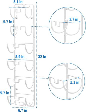 Настінна тримач для рушників з 6 секціями для ванної кімнати, органайзер для рушників та гостей, економія місця, білий