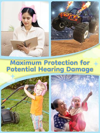 Навушники захисні дитячі Dr.meter SNR 32dB, захист від шуму для дітей з аутизмом, концерти, авіашоу (2 шт. зелені та рожеві)