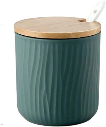 Керамічна баночка для спецій 8.5x8см з кришкою та ложкою. Підходить для кухні, їдальні, кав'ярні (сіра)