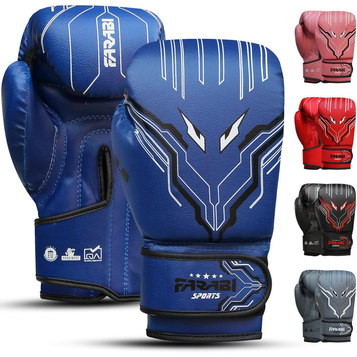 Боксерські рукавички Farabi для дітей (6oz, синій) – MMA, Муай Тай, бокс, тренування, 5-10 років