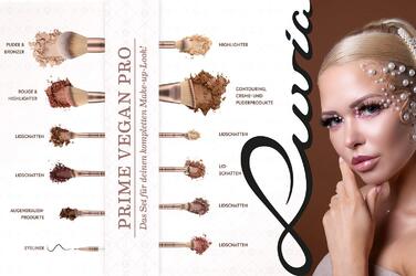 Luvia Prime Vegan Pro Makeup Brush Set - 12 Brushes, Blender Sponge, Cleaning Mat - Pearl & Coffee