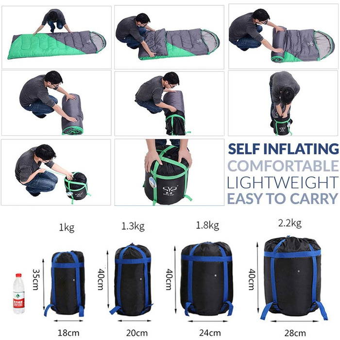 Camping Sleeping Bag, 4 Seasons, Waterproof, Outdoor Hiking, Backpacking, Travel Sleeping Bag, Portable Mummy Sleeping Bags for Adults, Kids