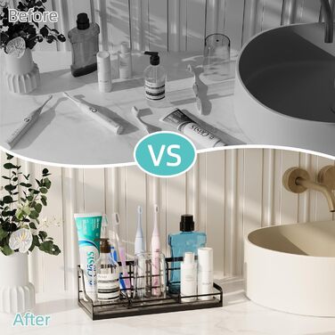 Тримач для зубних щіток у ванну кімнату, органайзер на 6 слотів, швидковисихаючий, для електричної зубної щітки, з абсорбуючим гелем, чорний