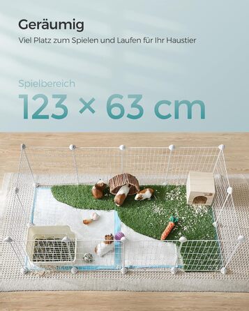 Клітка для кроликів та морських свинок SONGMICS LPI01H - металева, 123 x 63 x 41 см