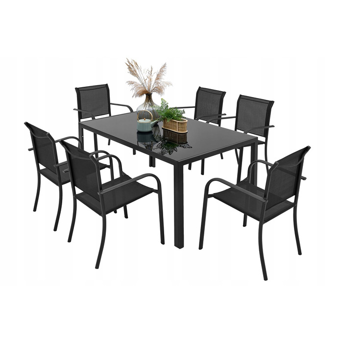 Обідній стіл та стільці MAT-COMPANY metal Table-150/6, чорний