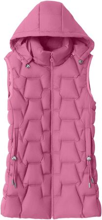 Жіноча софтшеллова жилетка з капюшоном: тепла, водонепроникна, вітронепроникна жилетка для їзди верхи, бігу, хайкінгу та зими. Жилетка з кишенями, перехідна, степкова (4XL, Рожевий)