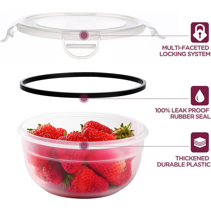 Набір контейнерів для зберігання їжі Jim's Store (30 шт.) з кришками, 15 контейнерів + 15 кришок. Високоякісні, герметичні контейнери для кухні, мікрохвильової печі та морозильної камери.