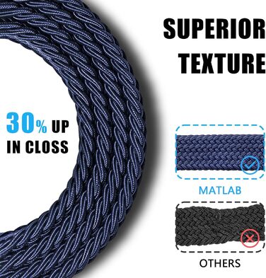 Набір з 2 еластичних тканинних ременів для жінок та чоловіків – регульовані, 3,3 см, довжина 100-120 см (чорний + синій), 100 см