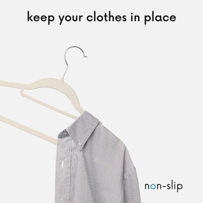 В'язки для одягу OGIVO - набір з 20 шт. - антиковзаючі вішалки для гардеробу - для краваток, з обертовим гачком 360° - з вирізами для плечей (Бежевий)