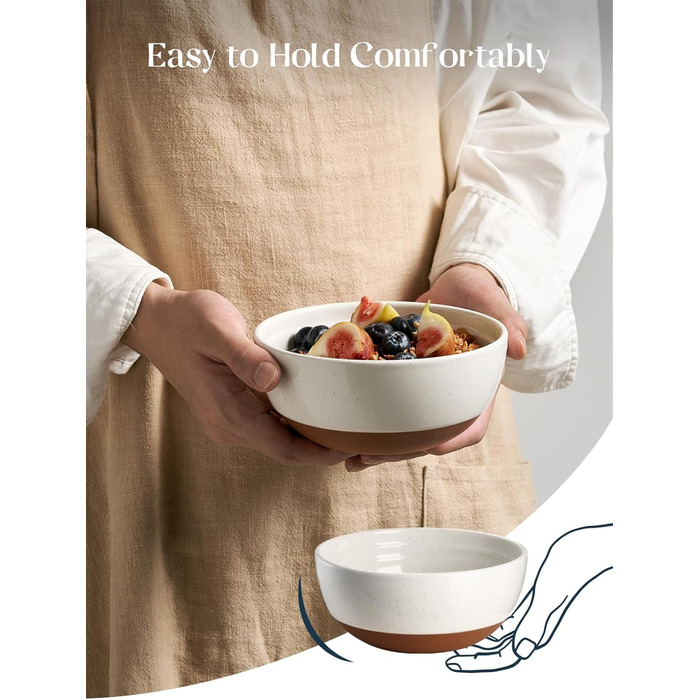 Набір мисок DOWAN для мюслі, супів та салатів, 6 шт, 680 мл (білий та коричневий)