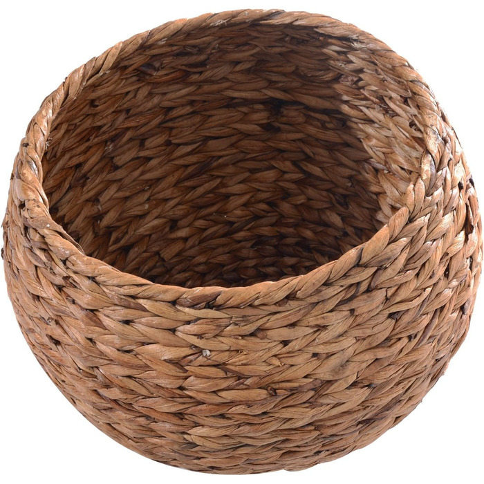 PawHut Rattan Cat Basket Cat Cave Cat House Cat Bed with Cushion Pet Bed Water Hyacinth Brown 50 x 42 x 60 cm