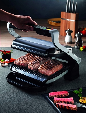 Електричний контактний гриль Tefal OptiGrill GC705D16, сріблястий/сірий, 2000 Вт