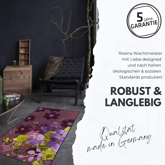 Килимок Salonloewe Rosina Wachtmeister Siamo in sei 50x75 см – яскравий придверний килим для входу з котами, брудозахисний, праний, кольоровий