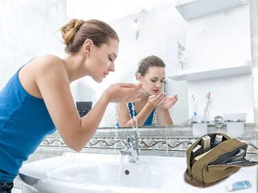 Чоловіча/Жіноча дорожня косметичка-органайзер з канвасу, велика, блакитна (28x16x14 см)