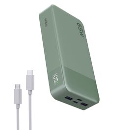 Power Bank NOBIS 20000mAh 65W USB-C PD QC з дисплеєм, зелений - для ноутбука, телефону, планшета