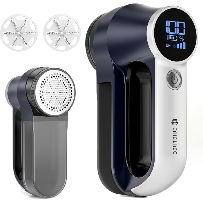 Електричний видалення ворсу CuieTuee з LED, USB-зарядкою, 3 швидкості, 2000mAh, для одягу (Navy Blue)