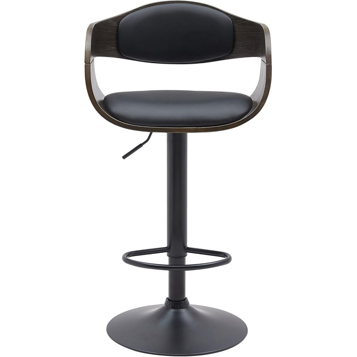 Kingston Adjustable Bar Stool with Premium Faux Leather Padding - Black/Gray
