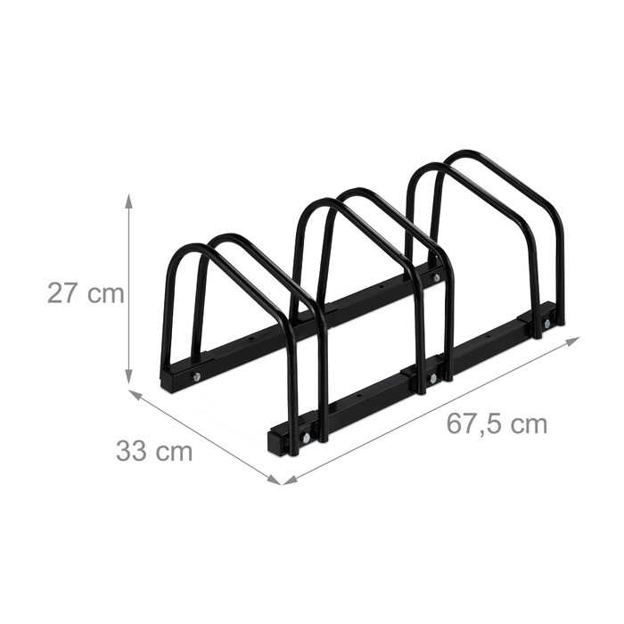 Relaxdays Bicycle Stand for 3 Bicycles, Black