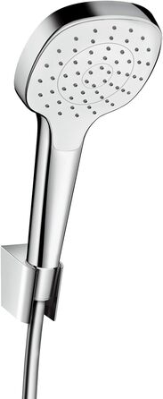 Hansgrohe Croma Select E Showerhead incl. showerhead holder, 3 spray patterns, White/Chrome, (1 spray pattern)