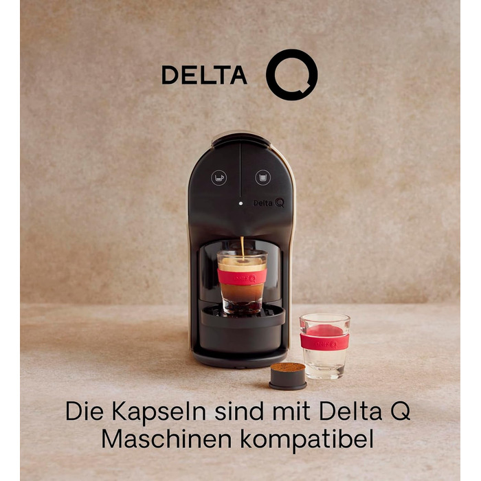 Кавові капсули Delta Q AQtivus, мелена кава для кавомашин Delta Q, інтенсивність 8, смак з нотками горіхів та фруктів, 100 капсул