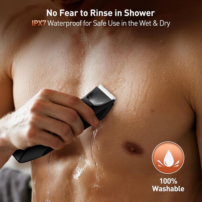 VIKICON Триммер для тіла та волосся, 2-в-1, чоловічий, з LED-підсвічуванням, акумуляторний, чорний