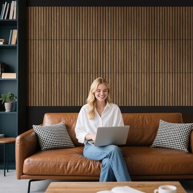 Акустичні настінні панелі NZQXJXZ з дерев'яним шпоном, самоклеючі шумоізоляційні панелі для дому, офісу та студії, 40 x 30 x 1 см, 12 шт.