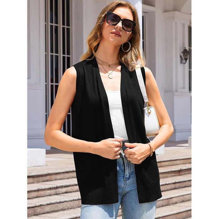 Жіночий кардиган з довгим рукавом: м'який в'язаний светр-жилет з кишенями (S-3XL)