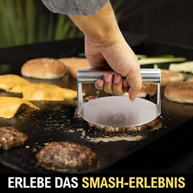 Набір для Smash Burger з нержавіючої сталі BECISPER: професійний комплект гриль-аксесуарів з пресом, кришкою для плавлення сиру, лопаткою, олійним розпилювачем, кільцем для яєць і рецептурною книгою – повний набір для ідеальних бургерів