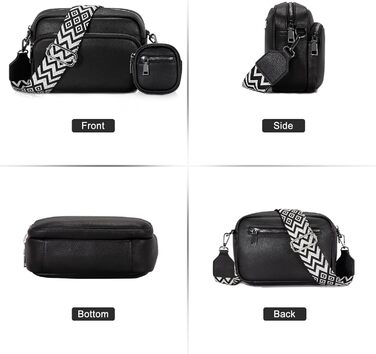 Сумка жіноча через плече крос-боді з PU шкіри, чорна - стильна маленька сумка з регульованим ремінцем