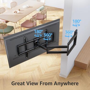 Кріплення для телевізора MOUNTUP 962mm з подовженою ручкою для телевізорів 42-75 дюймів (до 45 кг), поворотне та нахильне, VESA 600x400mm, EU0047-L