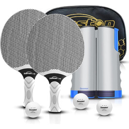 Senston Table Tennis Set - Professional Paddles for 4 Players - Rubber Compound Paddles for Indoor/Outdoor Play (Gray Net)