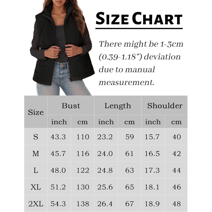 Жіноча зимова жилетка FEOYA: коротка, тепла, з коміром-стійкою, чорна (XXL)